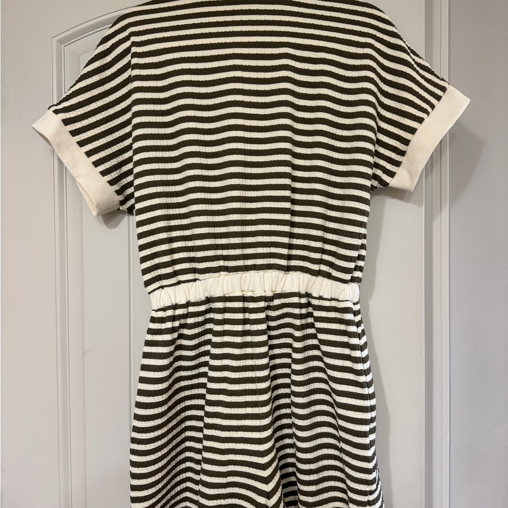 Striped Olive and White Romper - Picture 5 of 5